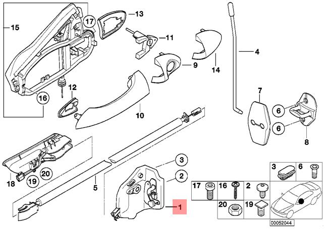 Genuine BMW E53 X5 Right Front Door Lock Actuator w/ Mechanism   51218402540
