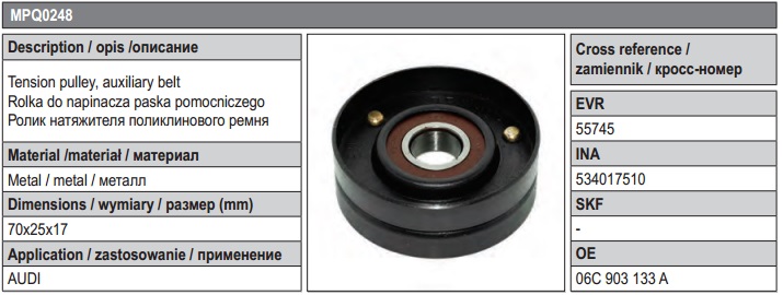 INA 534 0175 10 LUK 534017510 Tension Roller