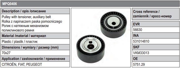 は Tensioner Pulley Auxiliary Belt 1.8-2.2L fits Fiat Lancia Peugeot